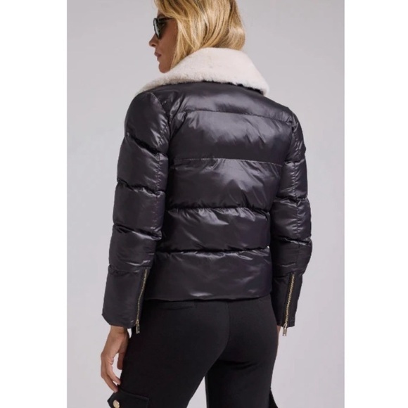 NWT GENERATION LOVE Avila faux fur combo puffer jacket vegan leather moto coat - Picture 4 of 16